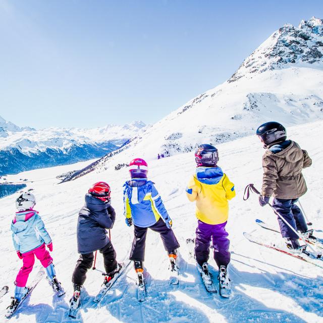 Little Skiers on the Swiss Alps